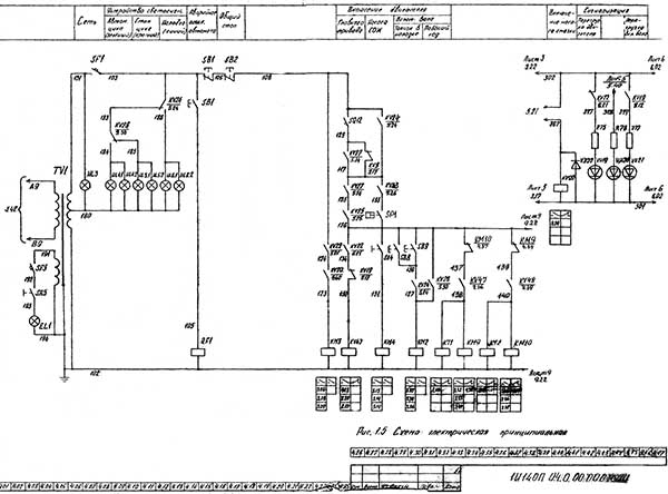 Електрична схема токарно-револьверного верстата 1І140п, 1І125п Електрична схема токарно-револь1